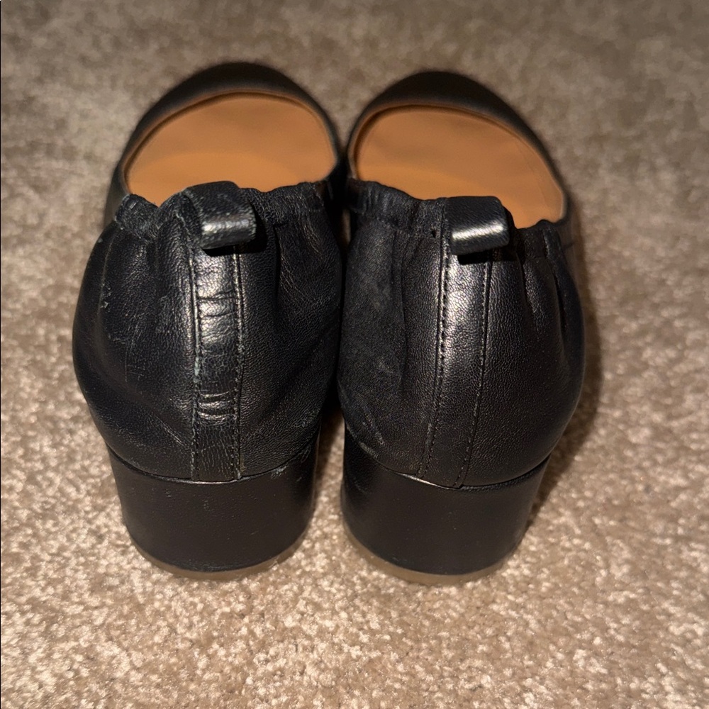 J. Crew Black Leather Low Block Heel Ballet Pumps - size 7 - Picture 4 of 7